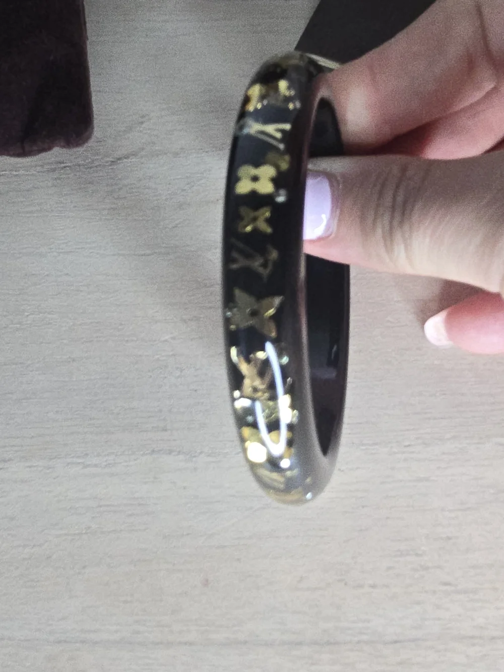 Louis Vuitton LV Bracelet Inclusion TPM Bangle Resin Black LK1009  Authentic FUL - Picture 8 of 12